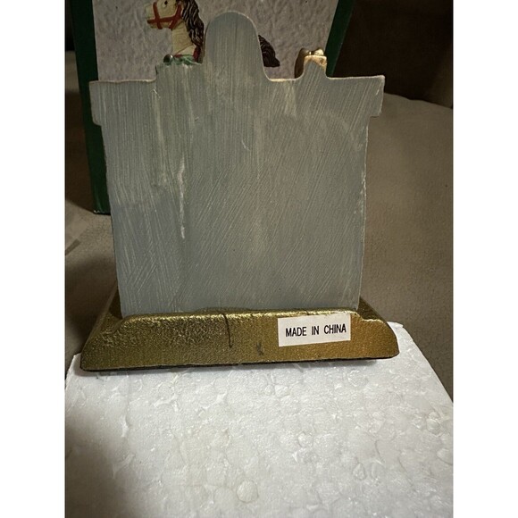 Cast Iron Stocking Holder Santa Fireplace Soldier Original Box Vintage NICE VTG - Picture 9 of 9